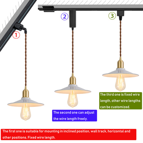 Track Mount Lighting White Metal Shade Brass Base Pendant Kitchen Island Light Modern Design DZ22x4