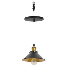 Load image into Gallery viewer, Ceiling Spotlights Remodel Droplight Gold Inner Black Outer Shade Retro Design Hanging Light Conversion Kit For E26 Ceiling Lamp