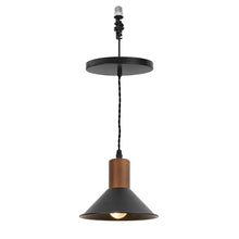 Load image into Gallery viewer, Ceiling Spotlight Remodel Walnut Base Black Metal Hanging Light Conversion Kit For E26 Ceiling Lamp