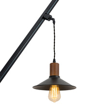 Load image into Gallery viewer, Track Mount Lighting Walnut Base Pendant Kitchen Island Light Black Shade Retro Lamp(DZ22x6)