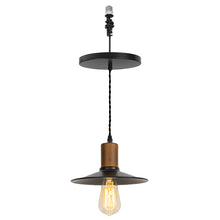 Load image into Gallery viewer, E26 Connection Ceiling Spotlight Remodel Walnut Base Metal Dia 8.6&quot; Shade Retro Hanging Convert Kit