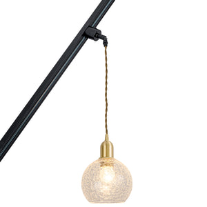 Track Mount Lighting Realistic Cracked Glass Lampshade Brass Base Pendant Kitchen Island Light