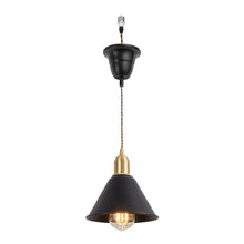 Load image into Gallery viewer, Ceiling Spotlight Remodel E26 Brass Base Black Metal Shade Hanging Light Conversion Kit