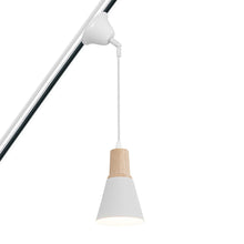 Load image into Gallery viewer, Sloped Position Track Light E26 Wooden Base Metal Shade Adjusted Retro Hanging Lamp Inclined Roof