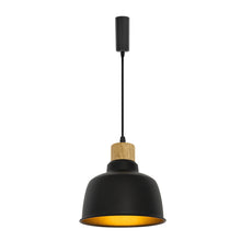 Load image into Gallery viewer, E26 Wood Base Black Metal Lampshade Retro Track Light 3.2 Ft Adjusted Height Freely