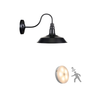 Motion Sensor Battery Wireless Gooseneck Stem Wall Sconce LED 10" Shade