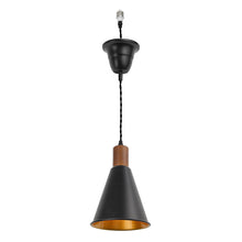 Load image into Gallery viewer, Ceiling Spotlight Remodel E26 Walnut Base Black Outer Gold Inner Shade Hanging Light Conversion Kit