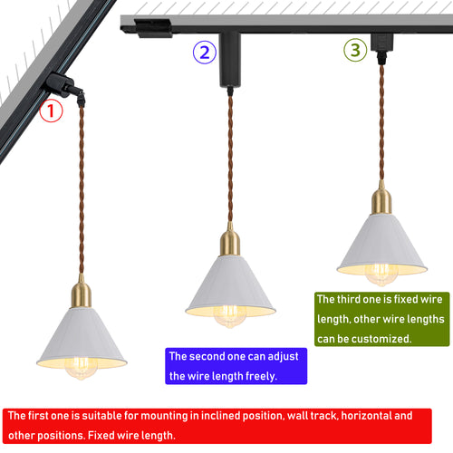 Track Mount Lighting White Metal Shade Brass Base Pendant Kitchen Island Light Modern Design