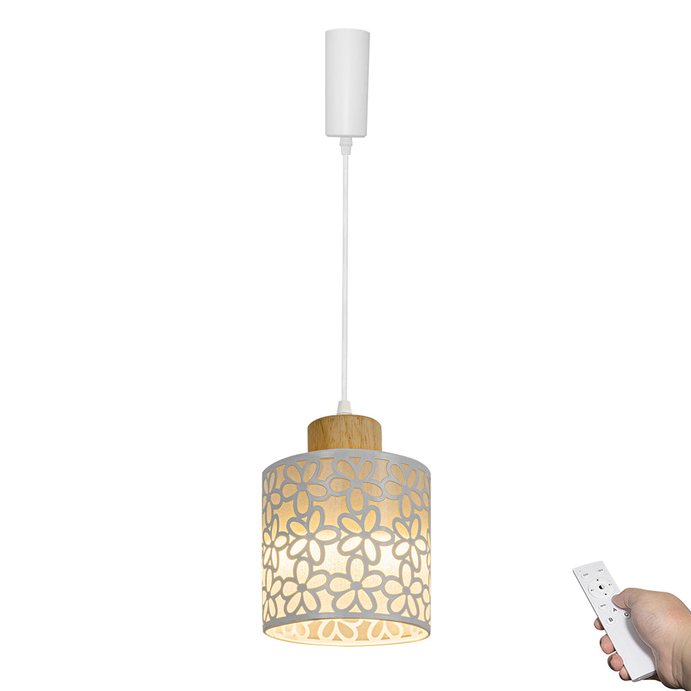 Dimmable Remote Control Wide Range Lighting Wood White Petal Pattern Shade Retro Track Light