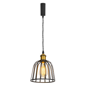 Track Light Black/Gold/Brass Finish E26 Base Black Cage Shade Metal Lamp Adjusted Height Freely