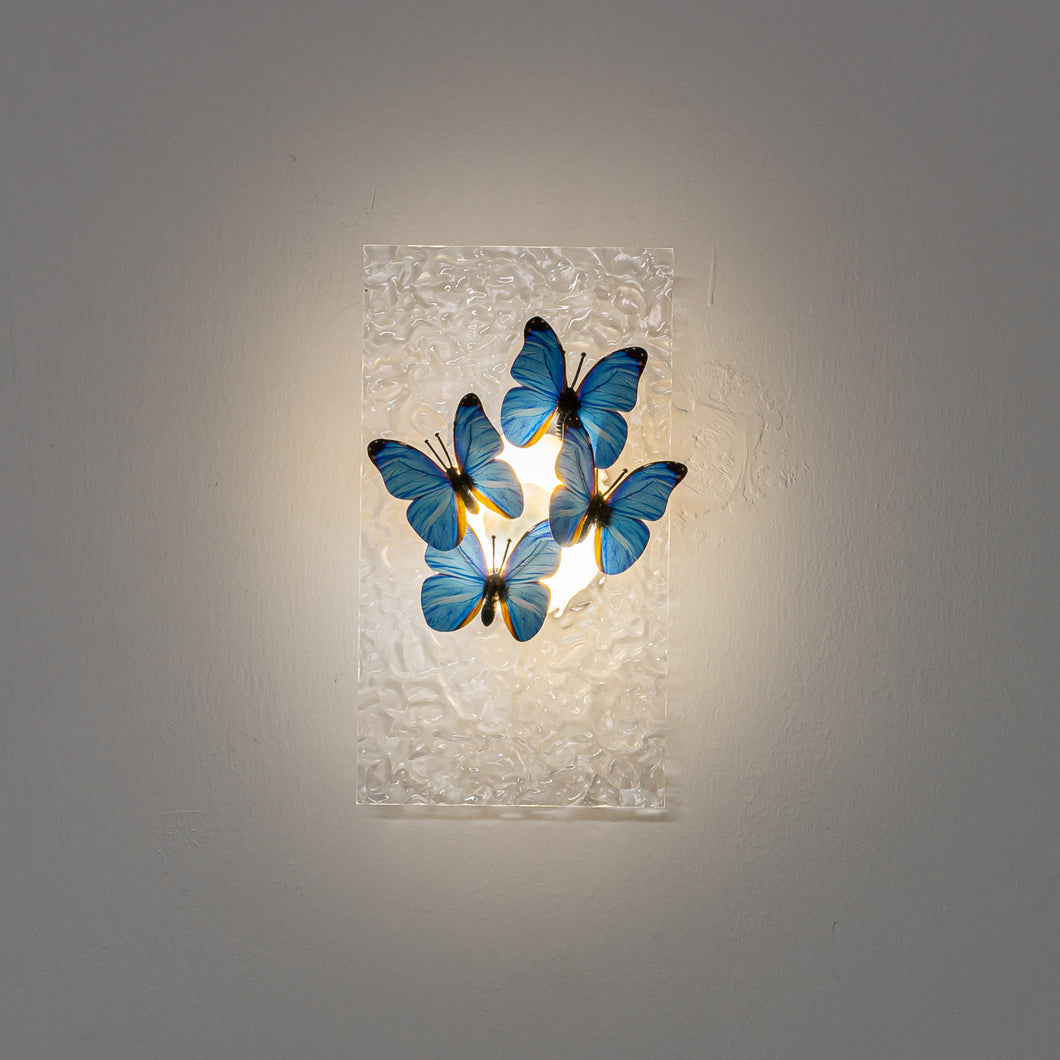 Clear Ripple Background With Cute Blue Butterfly Battery Run Remote Night Light For Bedsides Home