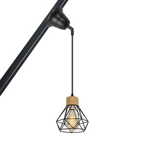 Sloped Position Track Light E26 Log Base Hollow Shade Adjusted Retro Hanging Lamp Inclined Roof
