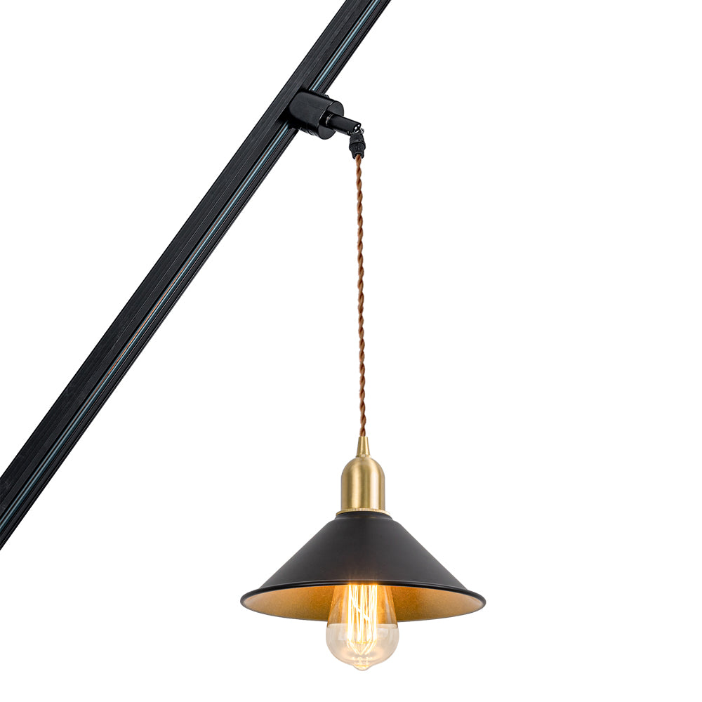 Track Mount Lighting Black Outer Gold Inner Shade Brass Base Kitchen Island Light Retro Design