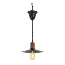 Load image into Gallery viewer, Ceiling Spotlight Remodel E26 Walnut Base Black Metal Dia 10.2&quot; Shade Hanging Light Conversion Kit