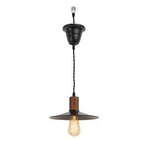 Ceiling Spotlight Remodel E26 Walnut Base Black Metal Dia 10.2" Shade Hanging Light Conversion Kit