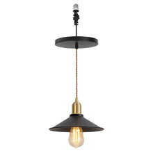 Load image into Gallery viewer, Ceiling Spotlight Remodel E26 Brass Base Black Shade Metal Hanging Light Conversion Kit(DZ22x6)