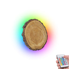 Load image into Gallery viewer, Annual Ring Stake Handmade Wooden Lamp Home Decor Convenient Hook Wall Sconce Remote Battery Background Dimmable Light