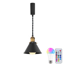 Load image into Gallery viewer, Remote Control RGB LED Black Track Pendant Light Brown Bronze E26 Base Adjusted Fixture Vintage Style