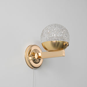 Yequandec USB Cable Touch Switch Hook Type Dimmable Wall Sconce Flow Rotating Light Modern Design Brass Crystal Lampshade