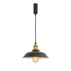 Track Pendant Lights Freely Adjustable Cord Black Metal Shade Brass Finish Base Loft Kitchen Sink Lamp