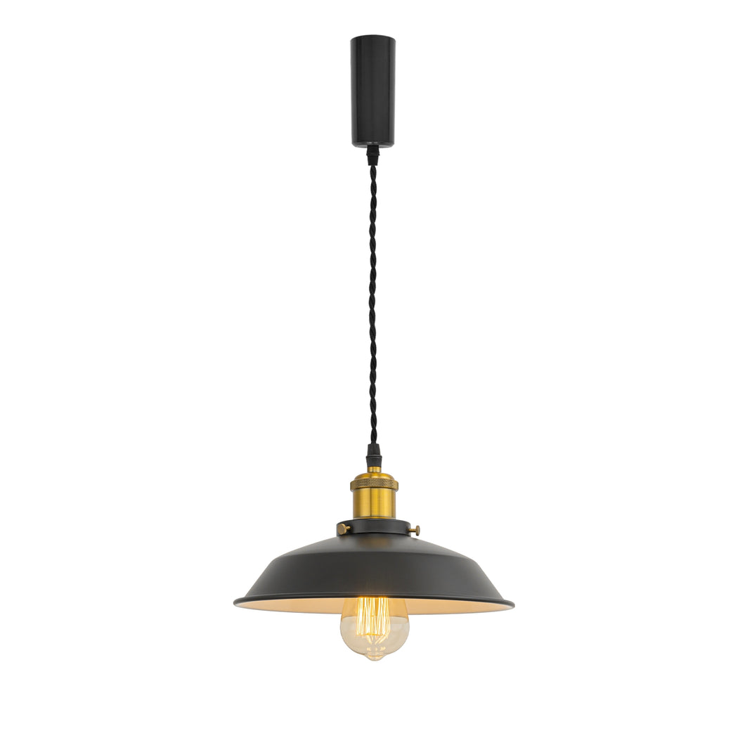 Track Pendant Lights Freely Adjustable Cord Black Metal Shade Brass Finish Base Loft Kitchen Sink Lamp