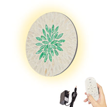 Load image into Gallery viewer, Handcrafted Shell With Green Leaf High Quality Home Decor Convenient Hook Wall Sconce Go Wire-Free Battery Background Dimmable Light