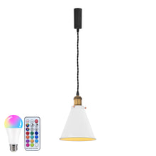 Load image into Gallery viewer, Remote Control RGB LED White Track Pendant Light Brown Bronze E26 Base Adjusted Fixture Vintage Design