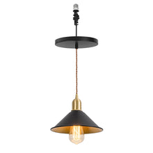 Load image into Gallery viewer, Ceiling Spotlight Remodel Black Shade Inner Gold Metal E26 Connection Hanging Light Conversion Kit