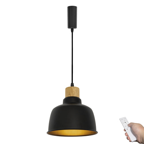 Dimmable Remote Control Wide Range Lighting Wood And Black Metal Shade Vintage Track Light