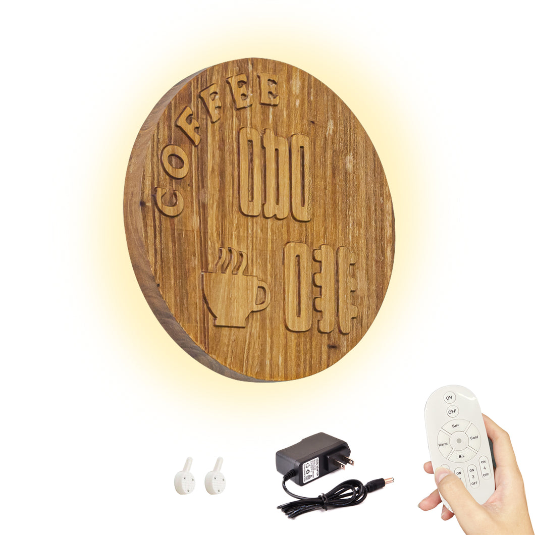Customized Hand-carved Wooden Light Home Decor Convenient Hook Wall Sconce Battery Remote Background Dimmable Light