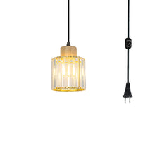 Load image into Gallery viewer, Gold Hanging Light Plug In Outlet Corded Modern Crystal Shade E26 Base Living Lamp