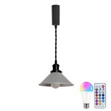 Load image into Gallery viewer, Remote Control RGB LED Silver Track Pendant Light Black E26 Base Adjustable Fixture Vintage Style