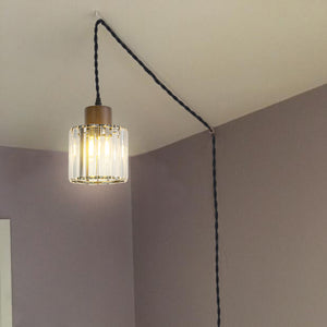 Hanging Light Plug In Outlet Corded Modern Crystal Shade E26 Base Living Lamp