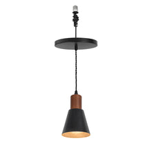 Load image into Gallery viewer, E26 Connection Ceiling Spotlight Remodel Walnut Base Metal Shade Retro Hanging Light Convert Kit