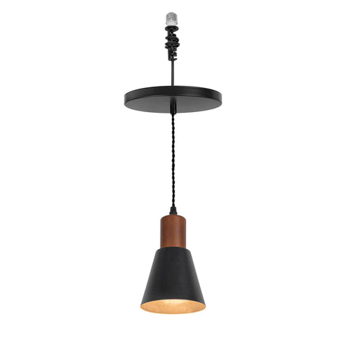 E26 Connection Ceiling Spotlight Remodel Walnut Base Metal Shade Retro Hanging Light Convert Kit