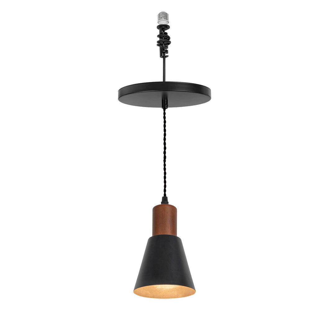 E26 Connection Ceiling Spotlight Remodel Walnut Base Metal Shade Retro Hanging Light Convert Kit