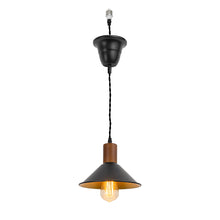 Load image into Gallery viewer, Ceiling Spotlight Remodel E26 Walnut Base Black Outer Gold Inner Shade Retro Hanging Light