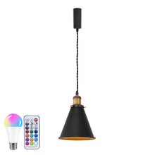 Load image into Gallery viewer, Remote Control RGB LED Black Track Pendant Light Brown Bronze E26 Base Adjusted Fixture Vintage Design