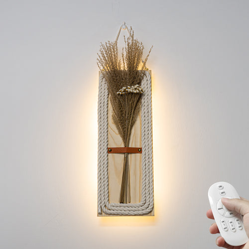 Dried Flowers Handmade Cotton Rope Woven Battery Dimming Wall Lamp Warm Atmosphere For Bedsides Store Entrance Home