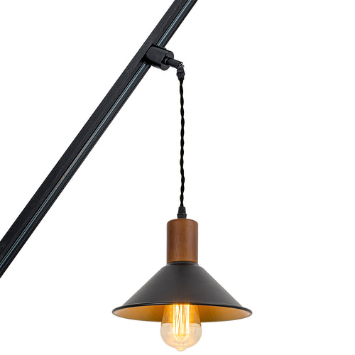 Track Mount Lighting Walnut Base Pendant Kitchen Island Light Black Outer Gold Inner Lamp(DZ22)