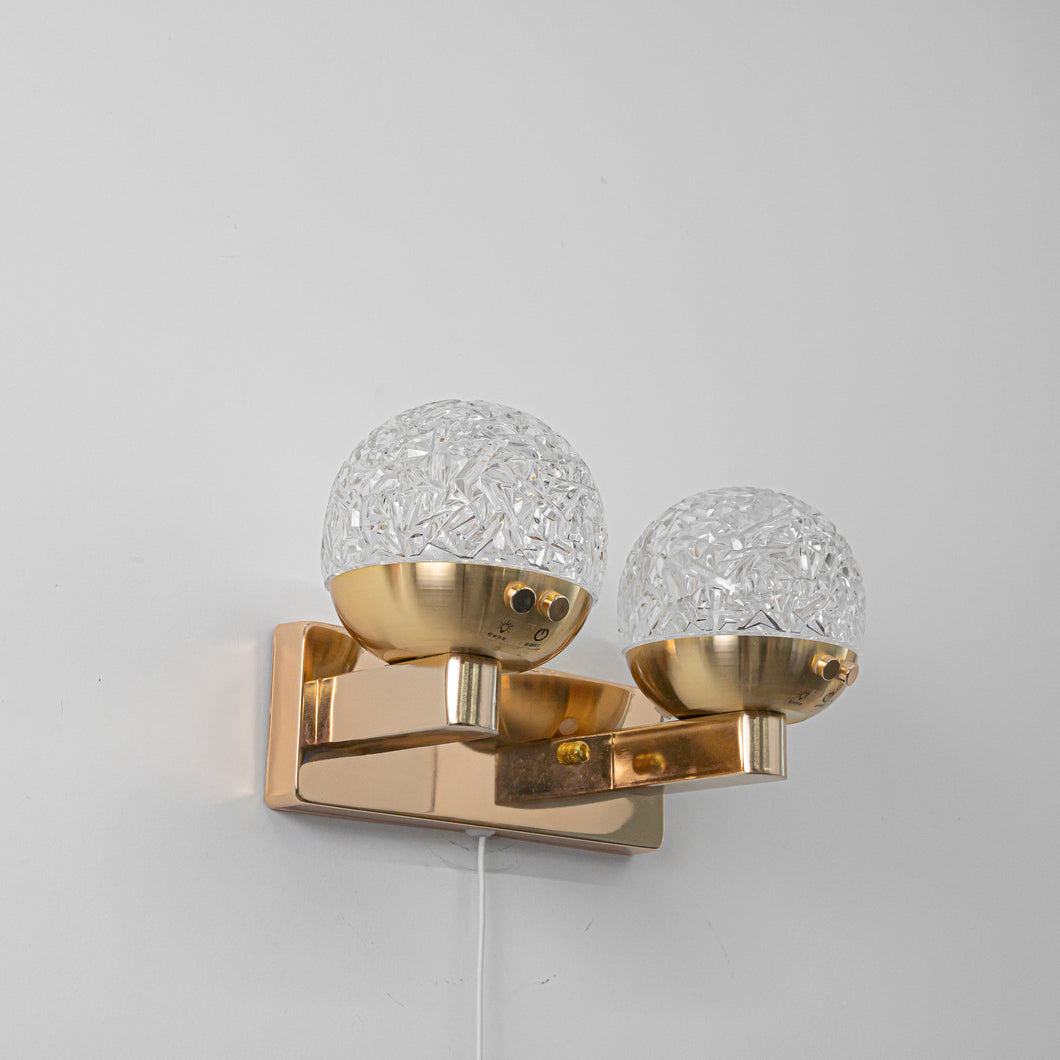 Yequandec Touch Switch Hook Type Dimmable USB Cable Double Wall Sconce Flow Rotating Light Modern Design Brass Crystal Lampshade