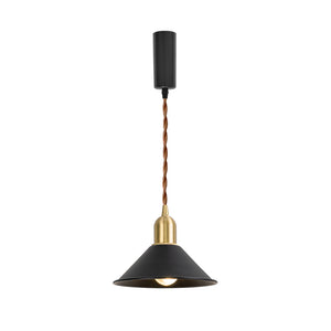 Track Mount Lighting Black Metal Shade Brass Base Pendant Kitchen Island Light Retro Design