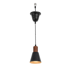 E26 Connection Ceiling Spotlight Remodel Walnut Base Metal Shade Retro Hanging Light Convert Kit