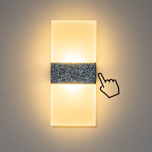 Blue Glitter Diamond Glass Battery Touch 5W LED Simple Luxury Wall Lamp For Bedsides Home Office