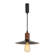 Load image into Gallery viewer, Track Mount Lighting Walnut Base Pendant Kitchen Island Light Black Flat Shade Retro Lamp