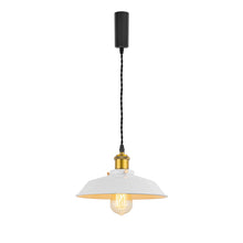 Load image into Gallery viewer, Track Pendant Lights Freely Adjustable Cord White Metal Shade Brass Finish Base Loft Kitchen Sink Lamp