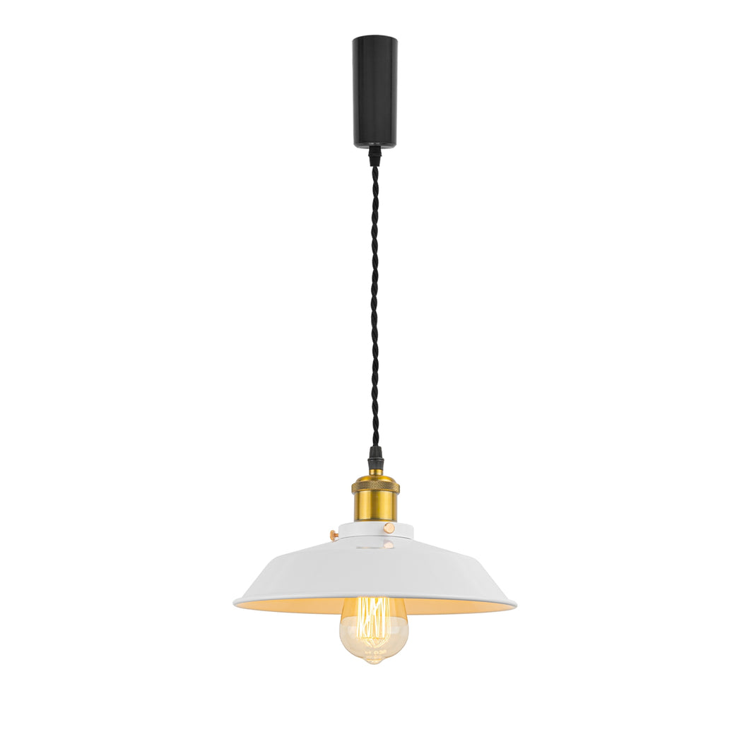 Track Pendant Lights Freely Adjustable Cord White Metal Shade Brass Finish Base Loft Kitchen Sink Lamp
