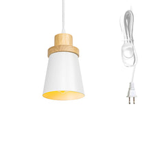 Load image into Gallery viewer, Plug In Outlet Corded Hanging Light Log Base Metal Black/White Shade Retro Living Lamp