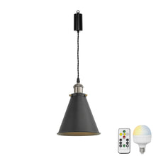 Load image into Gallery viewer, Rechargeable Battery Adjusting Cord Pendant Light White Or Black Metal Shade Smart LED Bulbs with Remote Retro Design