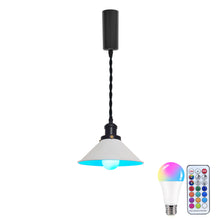 Load image into Gallery viewer, Remote Control RGB LED White Track Pendant Light Black E26 Base Adjustable Fixture Vintage Style